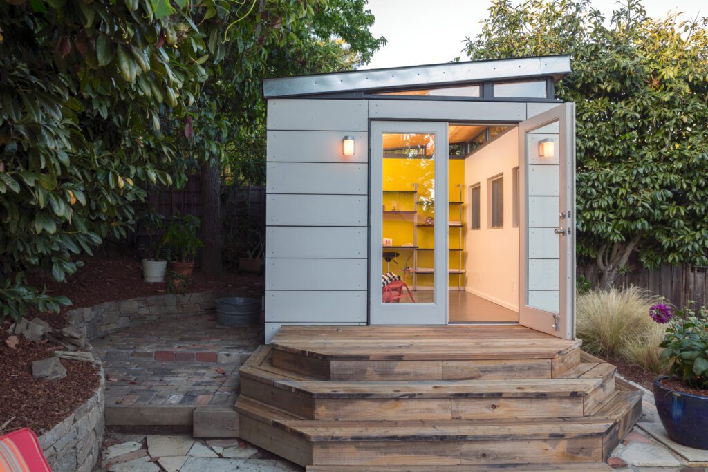 A backyard shed converted into an artist's studio.